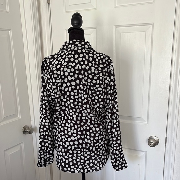 Ann Taylor Polka Dot Long Sleeve Button Down Shirt - Picture 6 of 11